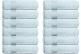 Resort Collection Soft Washcloth Face Body Towel Set 12 Pack 12X12 in Light Blue