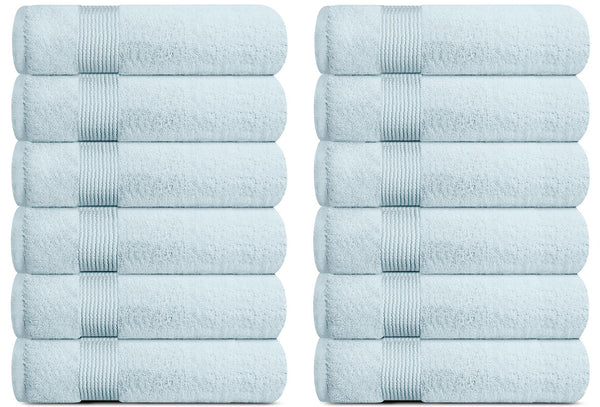 Resort Collection Soft Washcloth Face Body Towel Set 12 Pack 12X12 in Light Blue