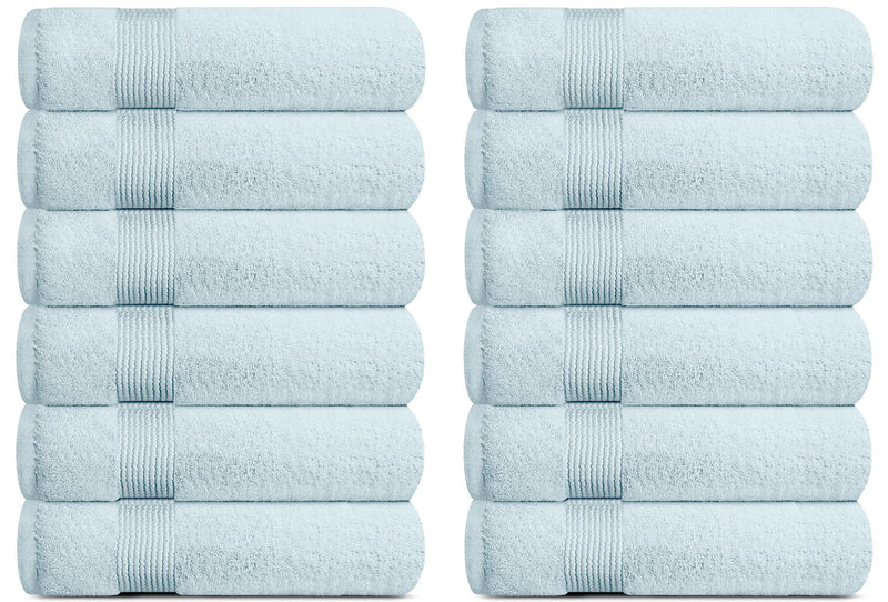 Resort Collection Soft Washcloth Face Body Towel Set 12 Pack 12X12 in Light Blue