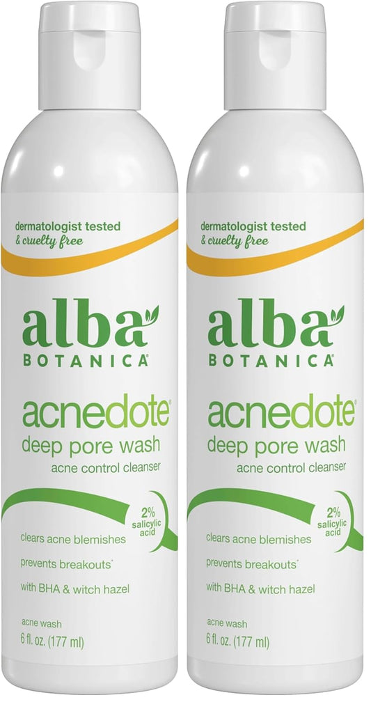 Alba Botanica Acnedote Maximum Strength Deep Pore Wash, 6 Oz (Pack of 2)