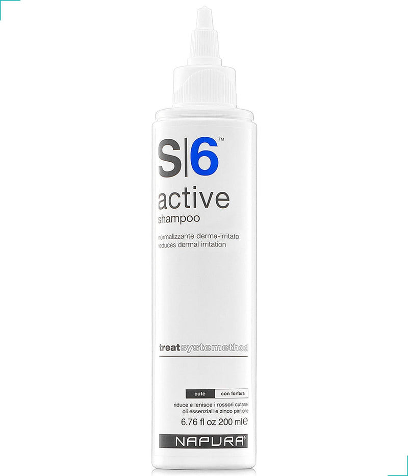 S6 Active Professional anti Dandruff Shampoo with Tea Tree Oil 1% Pyrithione Zinc and 5% Salicylic Acid Natural Itchy Scalp Treatment (6.76 Fl Oz) for Men and Women