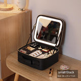 Illuminated Makeup Case with Reflective Surface and Beauty Organizer