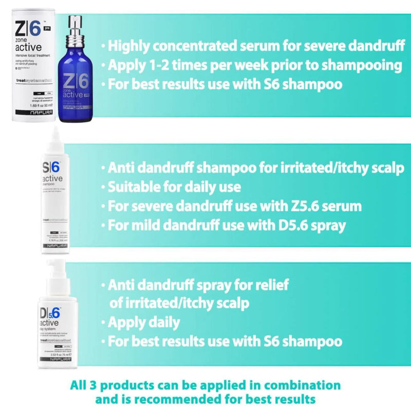 S6 Active Professional anti Dandruff Shampoo with Tea Tree Oil 1% Pyrithione Zinc and 5% Salicylic Acid Natural Itchy Scalp Treatment (6.76 Fl Oz) for Men and Women