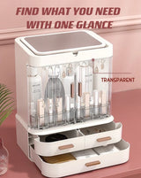 All-In-One Organizer with Led Mirror for Makeup Skincare & Accessories