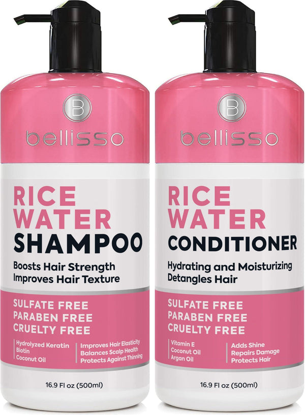 Rice Water Shampoo and Conditioner Set Sulfate Free for Thin and Fine Hair
