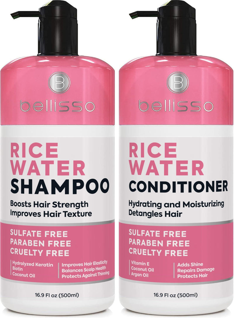 Rice Water Shampoo and Conditioner Set Sulfate Free for Thin and Fine Hair